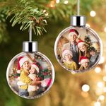 Bemaystar Personalised Photo Ball Christmas Baubles - Custom Double-Sided Picture Christmas Baubles 2023, Baubles for Christmas Trees, Christmas Decor, Xmas Gifts for Mom Dad Pets Kids Friends