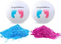 Gender Reveal Exploding Golf Balls Set For Gender Reveal Parties - ONE Wooden Tee, ONE Pink AND ONE Blue Powder Filled Exploding Gender Reveal Golf Ball included in each set (X-Large - Pink/Blue)