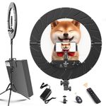 JJ JIANJIN Ring Light Kit:18Inch Outer 11.8Inch Inner 55W6700k Dimmable LED Light, Tripod Stand, Box for Camera,YouTube,TikTok,Self-Portrait Shooting,CRI90,Black