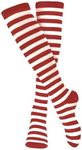 Dress Up America Cotton Striped Socks for Adults - Striped Knee High Socks for Men & Women | Teens - Stylish and Comfortable (Red & White)