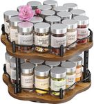 Lazy Susan Organizer Spice Rack for Cabinet - Rotating Adjustable Height Lazy Turntable Spice Organization for Kitchen Pantry Countertop, 2 Tier 10 Inch, Black