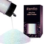 Renfio Iridescent Ultra Fine Glitter Powder Resin Supplies Glitters 1.94 Oz (55g) PET Flake Crafts Sequins 1/128" 0.008" 0.2mm Epoxy Chips Flakes for Tumblers Slime Painting - Dream Rainbow