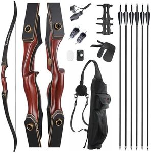 TOPARCHERY Archery 60" Takedown Hunting Recurve Bow and Arrow Set for Adults Practice Competition Longbow Kit with 6pcs Fiberglass Arrows Right Hand Black (50.00)