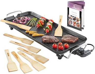 MisterChef XL Teppanyaki Grill - Electric BBQ Table Top Grill with Adjustable Temperature Control and 8 Spatulas - 1800W - Free Recipe Book Enclosed, 2 Year Warranty