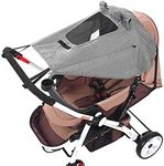 Pram Sun Shade Cover Universal Baby Stroller Awning UPF50+ Pushchair Buggy Sun Canopy Waterproof Windproof Baby Carriage Umbrella Sun Shield UV Protection Infant Carrycots Sun Visor Skylight Design