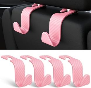 Amooca Car Seat Headrest Hook 4 Pack Hanger Universal Vehicle Car Storage Organizer for Handbag Purse Coat S Type Checkered Pink