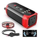 BELTTT 500W Inverter 12V to 240V 230V AC, Car Power Inverter 1000W Peak, Car Cigarette Adapter Converter, Red Aluminum Alloy Body with AC Outlet, 4 USB Ports and Smart Digital Display