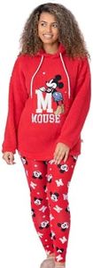 Disney Mickey Mouse Womens Pyjamas Set | Ladies Red Borg Hoodie with Legging Trousers | Embroidered Animated Character | Merchandise Gifts