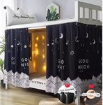 HAOZAIKEJI Student Bunk Bed Curtains Dormitory Blackout Bed Drapes for Loft Bed Forest Moon Curtain for Bed Frame Dustproof Decorative Shading Canopy for Bottom Bunk Bed