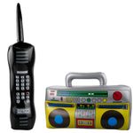 Tabanzhe 2-Piece Inflatable Rock Star Toys Set - Inflatable 3D Boombox and Jumbo Inflatable Mobile Phone Props for Classic, Retro 80s and 90s Parties, Fancy Dress Accessories and Party Decorations