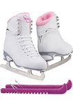 Jackson Ultima Finesse JS181 Figure Ice Skates for Women Bundle with Guardog Skate Guards/Pink/Youth 13 (Kid's)