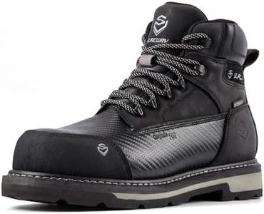SUREWAY Men's 6" Waterproof Composite Toe Work Boots - Crazy Horse Leather Safety Shoes,GoodyearWelt Slip Resistant EH Rated Heavy Duty Construction Boots for Industrial, Roofing, Landscaping