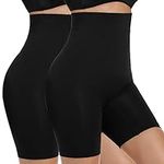 SURE YOU LIKE Women High Waist Shapewear Tummy Control Body Shaper Panties Butt Lifter Seamless Slimming Underwear Black+Black XL-XXL UK(12-16)