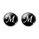 Holibanna Men's Cufflinks Letter Cufflinks Men Business Suit Shirt Cufflinks Glass Sleeve Button Jewelry for Tuxedo Business Formal Shirts (M Letter Pattern) Best Man Cufflinks