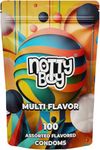 NottyBoy Wholesale Pack of 100 Condoms - Assortment of Mixed Delicious Fruit Flavoured Condoms for Men | (Bubblegum | Green Apple | Chocolate | Tempting Strawberry and Banana) Safe for Oral Use