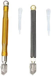 2Piece Glass Cutter 3mm-12mm Self-Oiling Tungsten Carbide Glass Cutter Professional Glass and Mirror Scoring Tool Mosaic/Tiles/Mirror Glass Cutting Tool 2-Pack(Carbon Fiber + Metal)