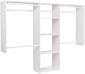 Easy Track OK1460 Deluxe Starter Closet Storage Wall Mounted Wardrobe Organizer System Kit with Shelves and Rods in White for Bedroom with Hardware