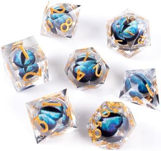 7 PCS Transparent Blue DND Rotating Eye of The Dragon Dice Set, Polyhedral Dice with Eye of The Dragon Contains D20, Dice Set DND Accessory for Tabletop RPG Board Games DND Enthusiast Dice Gift