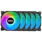 upHere RGB LED 120mm Case Fan,Quiet Edition High Airflow Adjustable Color PC Cooling Fan for Computer Cases,5-Pack (C8123-5)