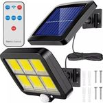 Vinskep Solar Lights Outdoor Motion Sensor w/ 240 Bright COB LED, 16.4Ft Cable, 3 Lighting Modes, Adjustable Panels. Wired Security Solar Powered Flood Lights for Indoor, Outside, Yard, Garden (2) (1)