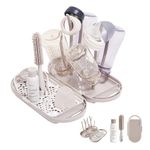 MOTHER-K Travel Baby Bottle Drying Rack Set, Including Bottle Brush and Travel Bottle, for Working Mom or Camping with Baby (Cream Mocha)