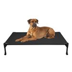 veehoo Cooling Elevated Dog Bed - Portable Raised Pet Cot with Washable & Breathable Mesh, No-Slip Rubber Feet for Indoor & Outdoor Use, Oversize Package, Large, Black