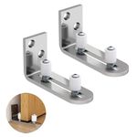 TeTupGa 2 Pack Sliding Barn Door Floor Guides, Flush Sliding Door Bottom Guide, Adjustable Wall Mount Stay Roller Sliding Kit for Different Sizes of Sliding Doors(Silver)