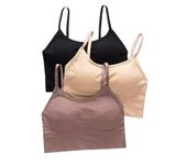 KUMPA Women's Cotton Wirefree Full Coverage Regular Wear Lightly Padded Bra Pack of 3 (U_K_B_5693) (Black-Skin-Brown, 32)