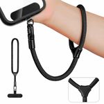 Sumiko® Phone Wrist Strap, Universal Adjustable Hand Wrist Strap Lanyard for iPhone and Most Smartphones, 360 ° Swivel Multifunctional Patch Lanyard with Phone Tether Tab for Women and Men Black