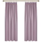 Deconovo Super Soft Thermal Insulated Pencil Pleat Blackout Curtains Curtains for Bedroom 46 x 72 Inch Pink Lavender Two Panels