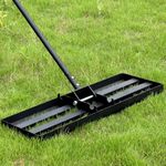 SMONTER Lawn Leveling Rake, Heavy Duty Lawn Leveling Tool, 30”x10” with 6 FT Height Adjustable Handle Suit for Garden Golf Course Yard Lawn Lute, Black