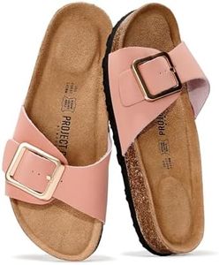 Project Cloud Genuine Leather Sandals Women Dressy Summer Beach Essentials - Flip Flops & Slides with Memory Foam Insole Womens Sandals Comfortable Footwear (Ibiza, Pink, 10)