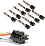 True Mods 10 Pack - Bosch Style 12V DC 5-PIN SPDT Interlocking Relay Socket Harness Base (with Wires)