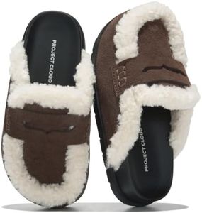 Project Cloud 100% Genuine Leather Girls Clogs - Fuzzy Clogs for Girls