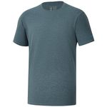 BASSDASH Men’s Ultra Soft Cotton Blend UPF 50+ Sun Protection T-Shirt Short Sleeve Lightweight Cooling Casual Basic Tee, Heather Indigo, X-Large