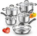 Cook N Home 2408 10-Piece Stainless Steel Cookware Set Silver