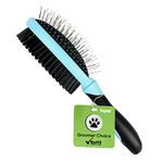 HANK dog hair brush | cat comb | Double sided pin brush | dog grooming detangler brushes for long and short hair massager | Remove Loose Hair, Dander, Dust & Dirt