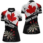 Personalized Grunge Canada Flag Dart Women Quarter-Zip Shirt, Patriotic Canadian Dart Jerseys Short Sleeve Multi-Size