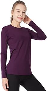 MANCYFIT Womens Thermal Tops Fleece Lined Shirt Long Sleeve Base Layer Dark Purple Large