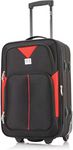 ATX Luggage 55x35x20cm Cabin Suitcase Super Lightweight Small Suitcase Approved for 100+ Airlines Including EasyJet, Ryanair, British Airways & Virgin Atlantic (Black/Red, 21 Inches, 48 Liter)