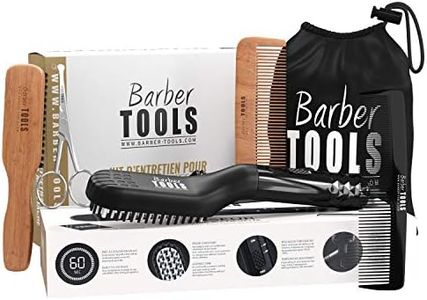 ✮ BARBER TOOLS✮ Kit / 2 Beard Comb + Beard Brush + Precision Scissors + Storage Bag + Beard Straightener The Perfect Gift for Bearded Men