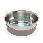 Messy Mutts Stainless Steel Heavy Gauge Bowl with Non-Slip Removable Silicone Base | Durable Indoor/Outdoor Dog Bowl | Warm Grey | Medium, 2.5 Cups