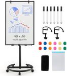 S AFSTAR Mobile White Board Dry Erase, 40x26” Rolling Magnetic Whiteboard W/Adjustable Stand, Dry Whiteboard Eraser, 2 Flipchart Hooks, 25 Sheets Paper Pad, 6 Markers, Standing Portable Whiteboard