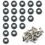 Rubber Cutting board feet with Stainless Washer and Screws, 3/4" small black round rubber feet, non slip bumper pads for furniture, electronics & Application,20 Pack