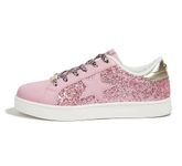 LUCKY STEP Fashion Star Glitter Sneakers | Sparkly Bling Shiny Bedazzled Wedding Bridal Shoes for Women(Pink Glitter,7 B(M) US)