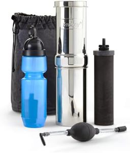 Go Berkey Kit -Includes Stainless Steel Portable Water Filter System with Sport Berkey Water Bottle (Filter Included) and a Vinyl Black Carrying Case