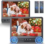 12'' Dual Car DVD Player for Headrest, Desobry Protable DVD Player for Car with Speaker, Car DVD Player Dual Screen Support Regions Free, DVD Player with Screen Support USB, AV in