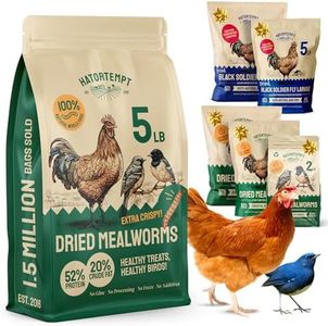 Hatortempt Dried Mealworms 5 lbs - Organic Non-GMO Dried Mealworms for Chickens - High Protein Chicken Feed Meal Worms for Wild Birds & Chicken Treats for Laying Hens - Chicken Mealworms Feed