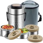 YRPOMJV 67oz Thermos for Hot Food,3-Layer Sealed Stackable Food Thermos,with Lunch Bag Soup Thermos Wide Mouth,It Is Suitable for Daily Office Meals, and Outdoor Meals(Silver)