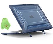 UESWILL Foldable Kickstand Case for MacBook Pro 16 inch (2019/2020) Model A2141 with Touch Bar & USB-C, Honeycomb Full Protection Heavy Duty Cover, Navy Blue